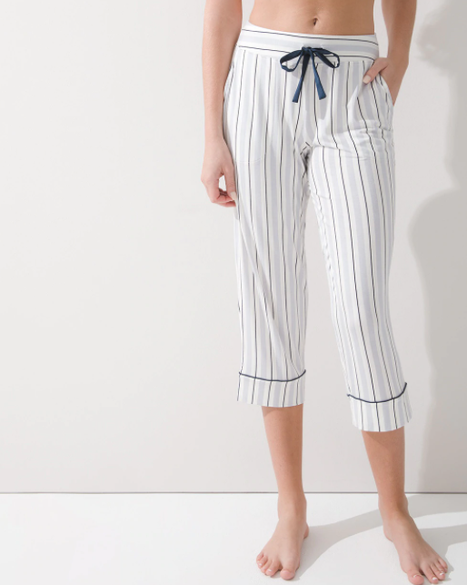 Stripe Blue Mist Crop PJ Pants
